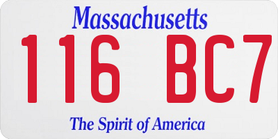 MA license plate 116BC7