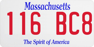 MA license plate 116BC8