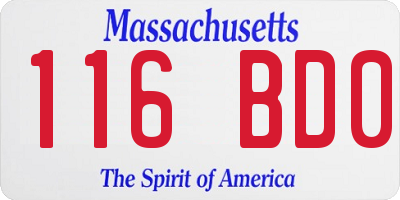 MA license plate 116BD0