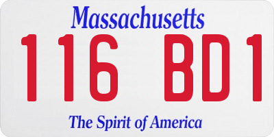 MA license plate 116BD1