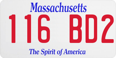 MA license plate 116BD2