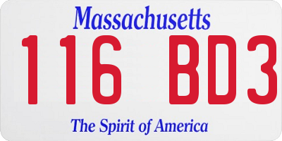 MA license plate 116BD3