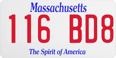 MA license plate 116BD8