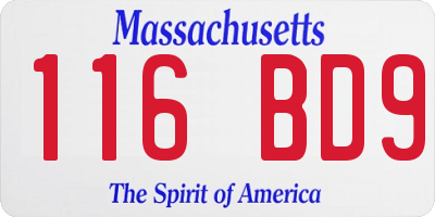 MA license plate 116BD9