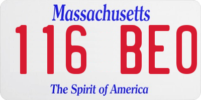MA license plate 116BE0