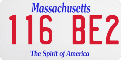 MA license plate 116BE2