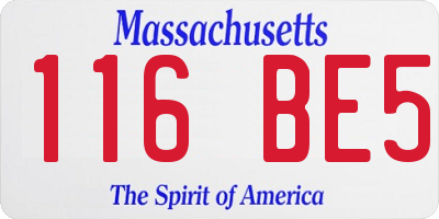 MA license plate 116BE5