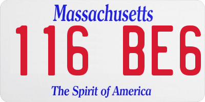 MA license plate 116BE6
