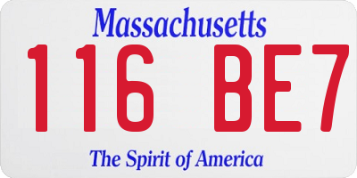MA license plate 116BE7