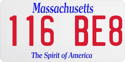 MA license plate 116BE8