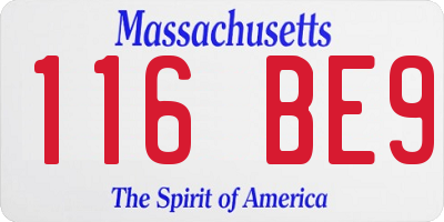 MA license plate 116BE9