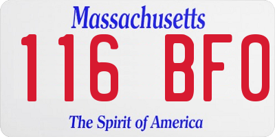 MA license plate 116BF0