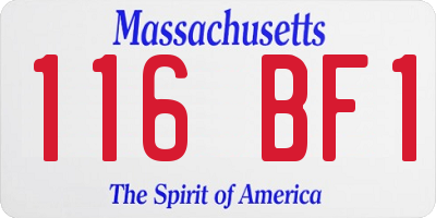 MA license plate 116BF1