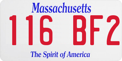 MA license plate 116BF2