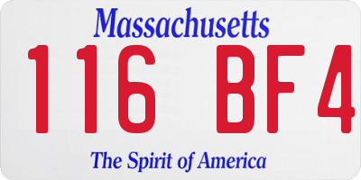MA license plate 116BF4