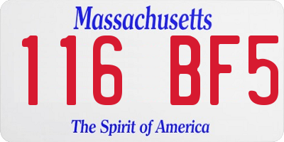 MA license plate 116BF5
