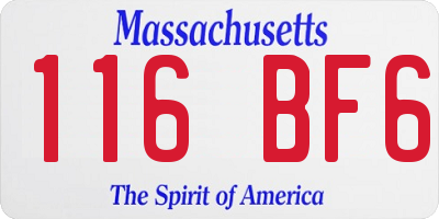 MA license plate 116BF6