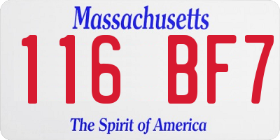 MA license plate 116BF7