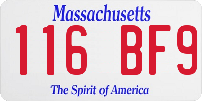 MA license plate 116BF9