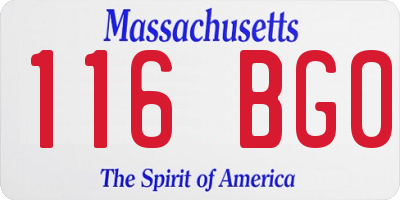 MA license plate 116BG0