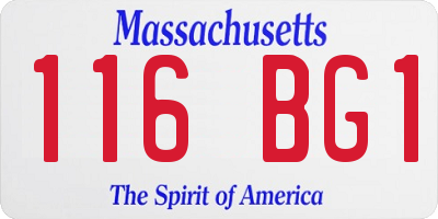 MA license plate 116BG1