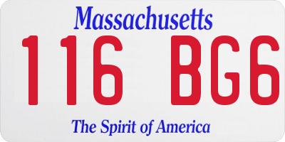 MA license plate 116BG6