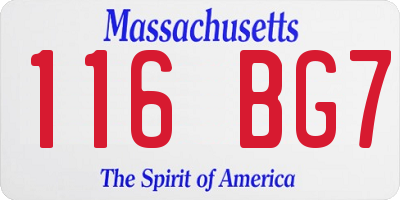 MA license plate 116BG7
