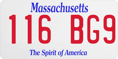 MA license plate 116BG9
