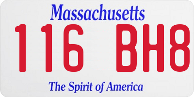 MA license plate 116BH8