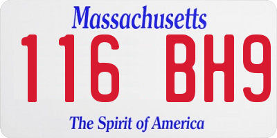 MA license plate 116BH9