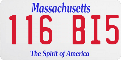MA license plate 116BI5
