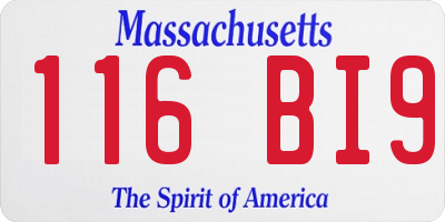 MA license plate 116BI9