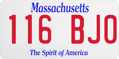 MA license plate 116BJ0