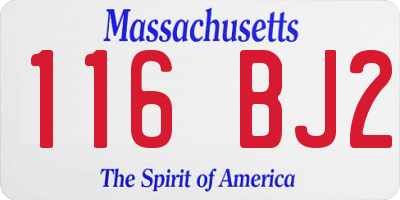 MA license plate 116BJ2