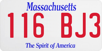 MA license plate 116BJ3