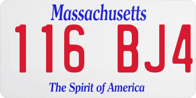 MA license plate 116BJ4