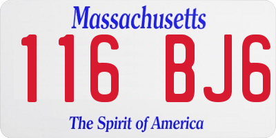 MA license plate 116BJ6