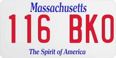 MA license plate 116BK0