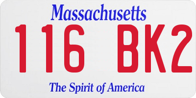 MA license plate 116BK2