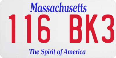 MA license plate 116BK3