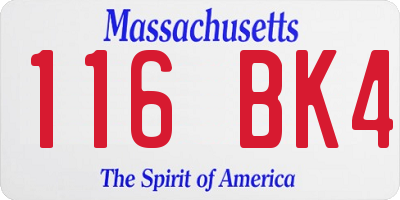 MA license plate 116BK4
