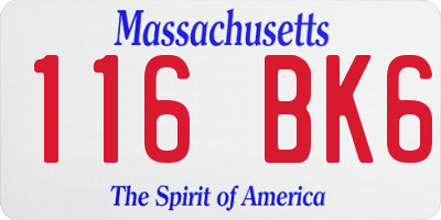 MA license plate 116BK6
