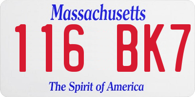 MA license plate 116BK7