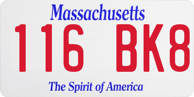 MA license plate 116BK8