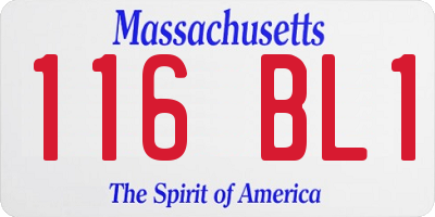 MA license plate 116BL1