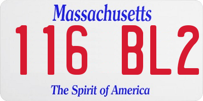 MA license plate 116BL2