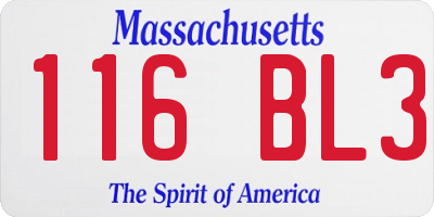 MA license plate 116BL3