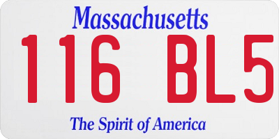 MA license plate 116BL5