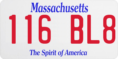 MA license plate 116BL8