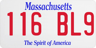 MA license plate 116BL9